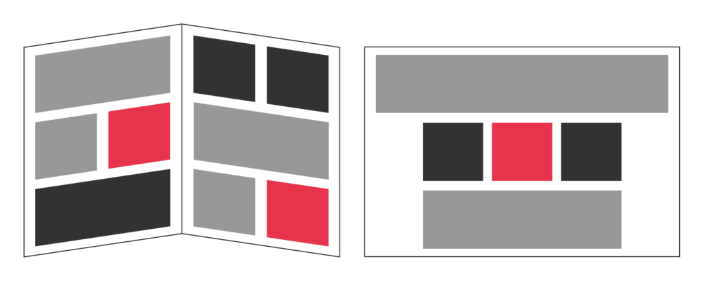 Gestaltung von verschiedenen Layouts für Druck und Online